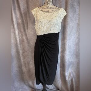 Macy's Connected Appar Black and White Cocktail Midi Dress